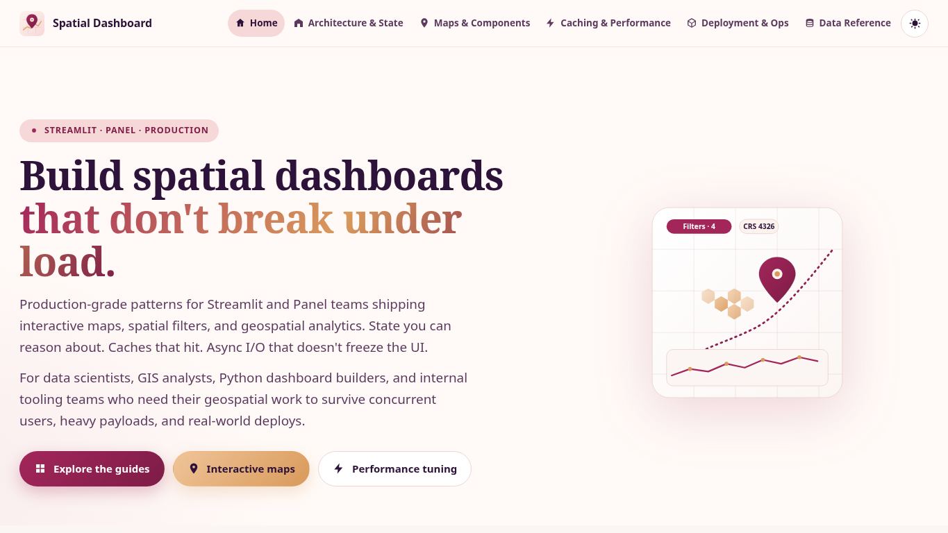 Streamlit/Panel Spatial Dashboard Development & Deployment desktop preview captured by PWAs.app