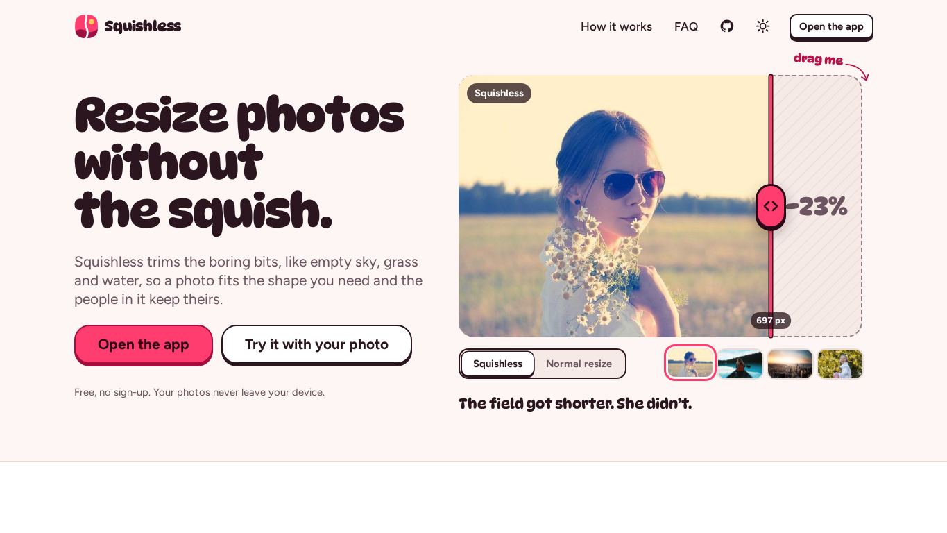 Squishless desktop preview captured by PWAs.app