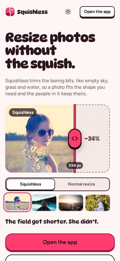 Squishless mobile preview captured by PWAs.app