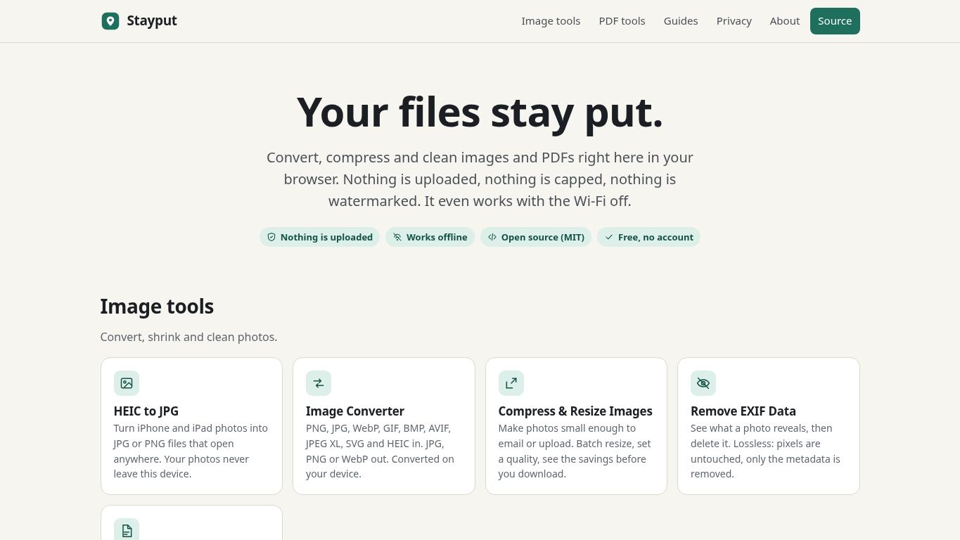 Stayput file tools desktop preview captured by PWAs.app