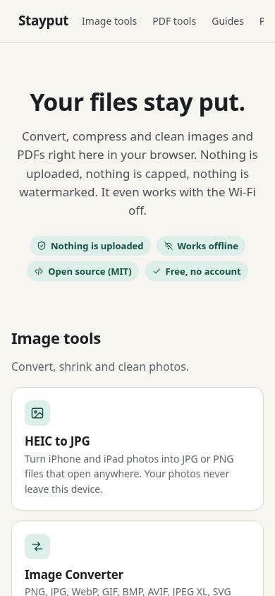Stayput file tools mobile preview captured by PWAs.app