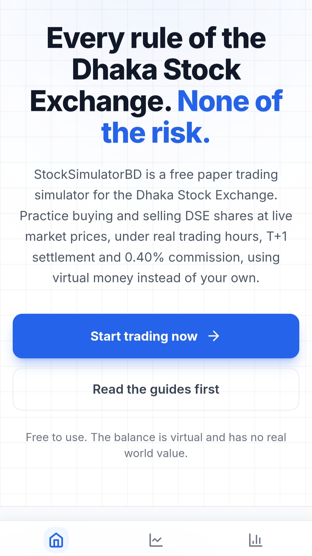Homepage on mobile