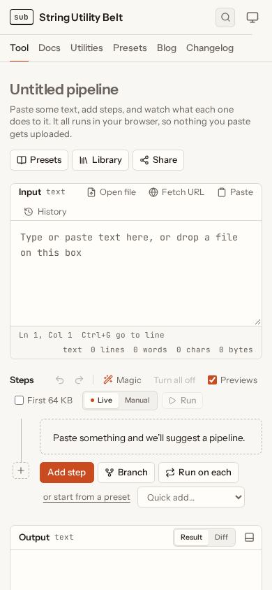 String Utility Belt mobile preview captured by PWAs.app