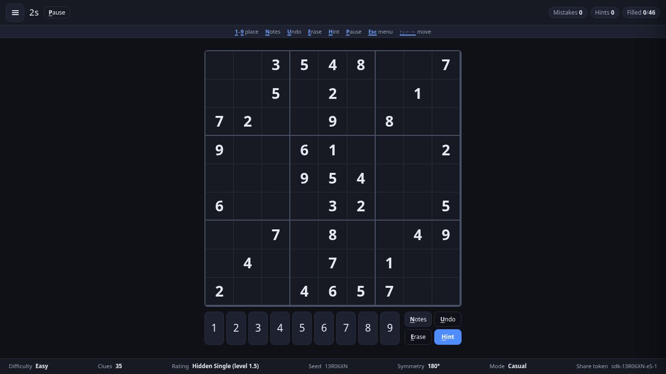 Sudoku — seeded generator & puzzle library desktop preview captured by PWAs.app