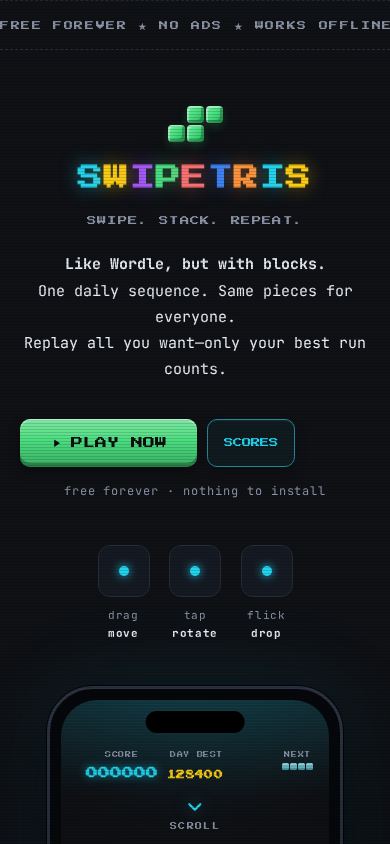 swipetris mobile preview captured by PWAs.app