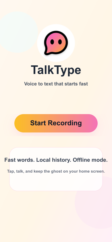 TalkType ready to record on mobile