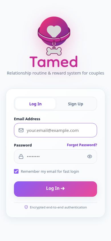 Tamed — Couple Reward System & Routines mobile preview captured by PWAs.app