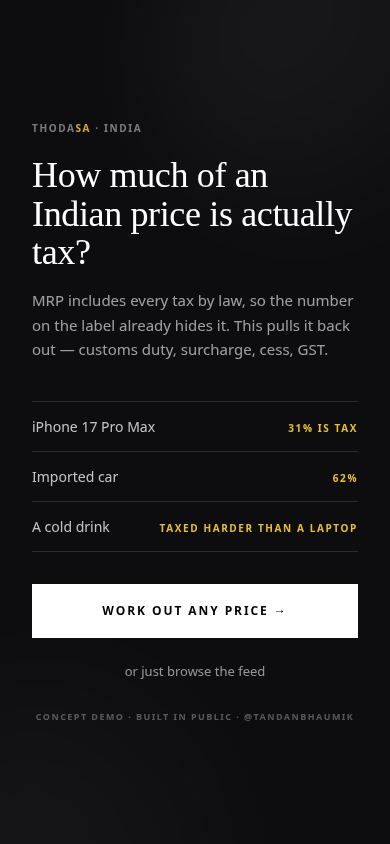 ThodaSa — shopping that scrolls like reels mobile preview captured by PWAs.app
