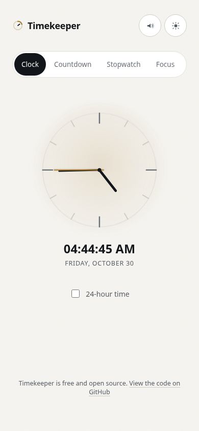 Timekeeper mobile preview captured by PWAs.app