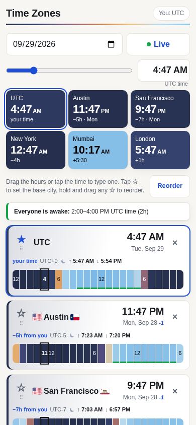 Time Zones mobile preview captured by PWAs.app