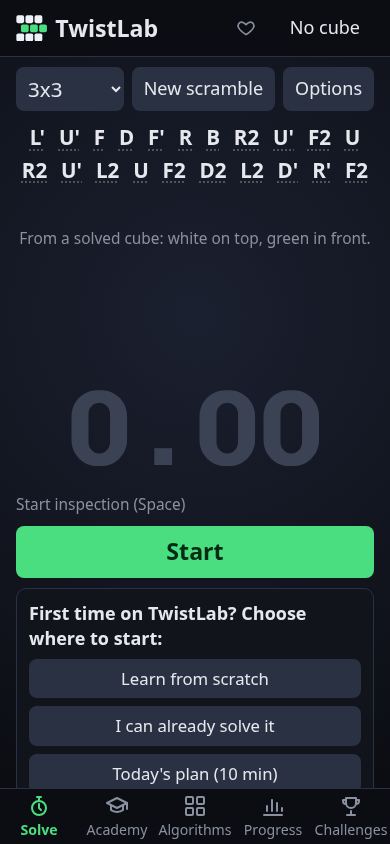 TwistLab mobile preview captured by PWAs.app