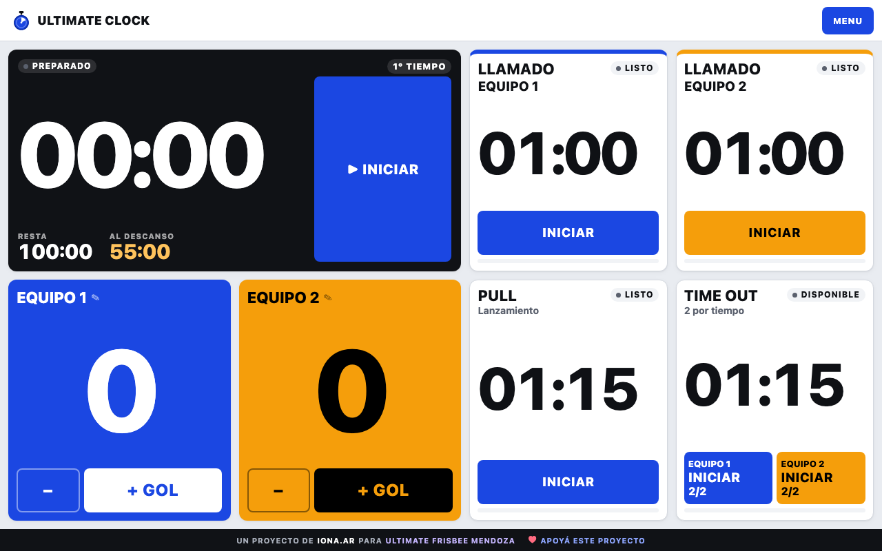 Tablero del partido en la tablet