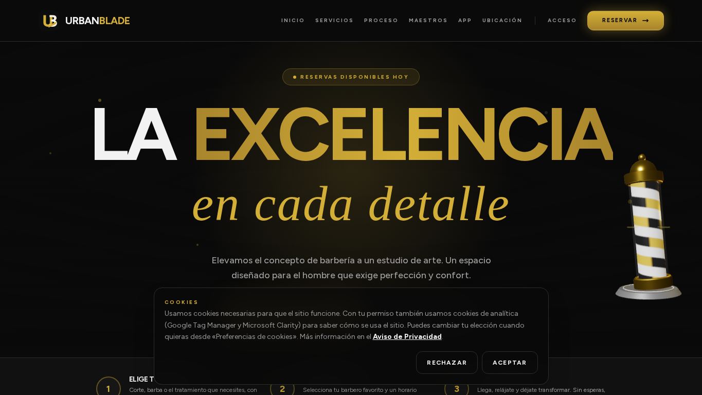 UrbanBlade — Barbería desktop preview captured by PWAs.app