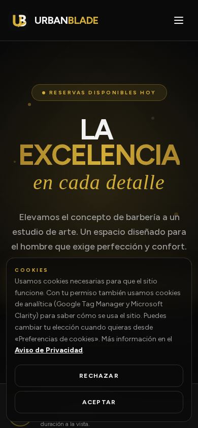 UrbanBlade — Barbería mobile preview captured by PWAs.app