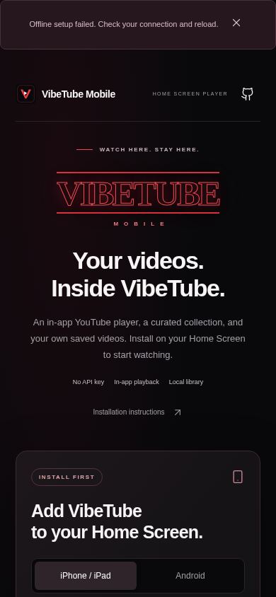 VibeTube Mobile mobile preview captured by PWAs.app