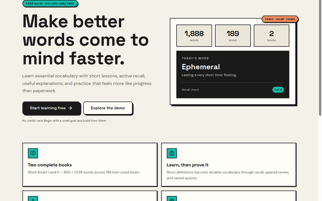 Word Smartify vocabulary learning on desktop