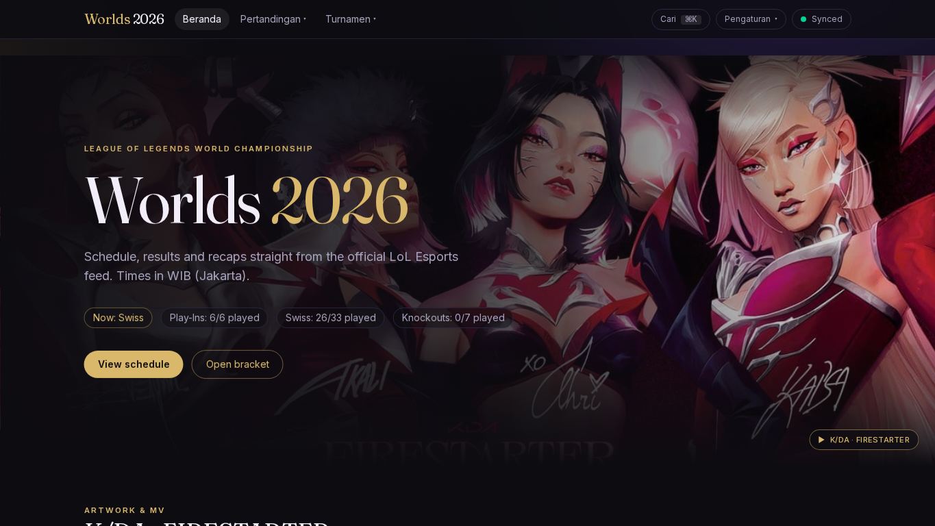Worlds 2026 Live desktop preview captured by PWAs.app
