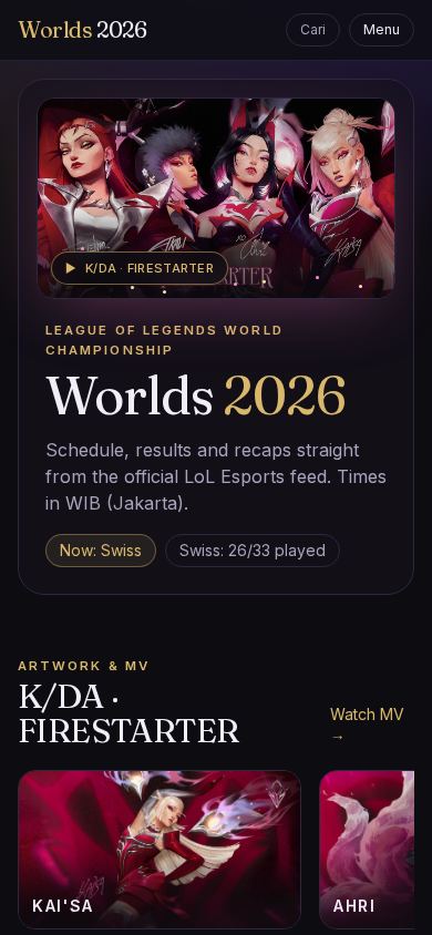 Worlds 2026 Live mobile preview captured by PWAs.app