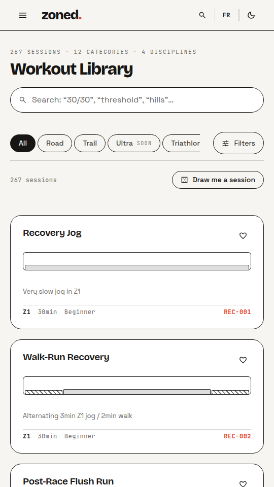 Browse the workout library